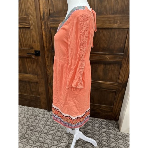 White Mark Dress Women Small Coral Flutter Sleeve V Neck Tie Back Tunic - Picture 11 of 12